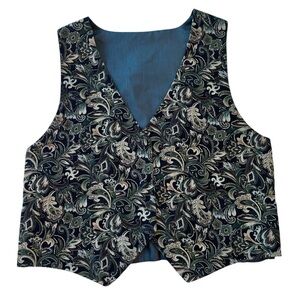 Corduroy Paisley Vest Button Up Menswear Size XL